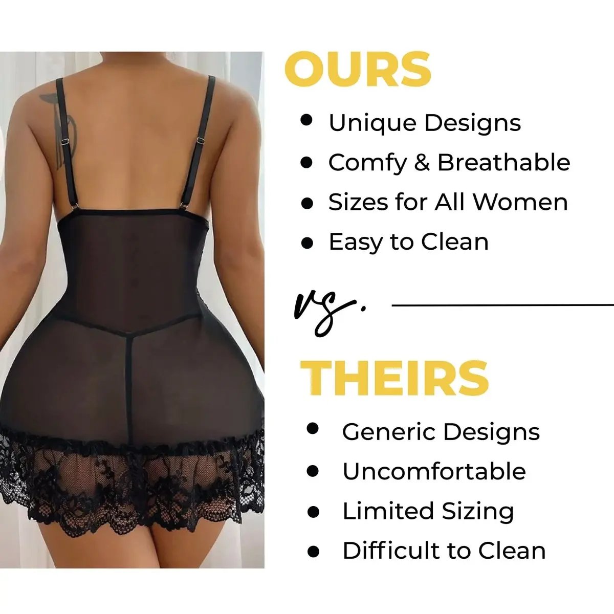 Love Salve Lingerie Lace Nightgown Dress – Babydoll Sleeveless See Through Sleepwear - Love Salve